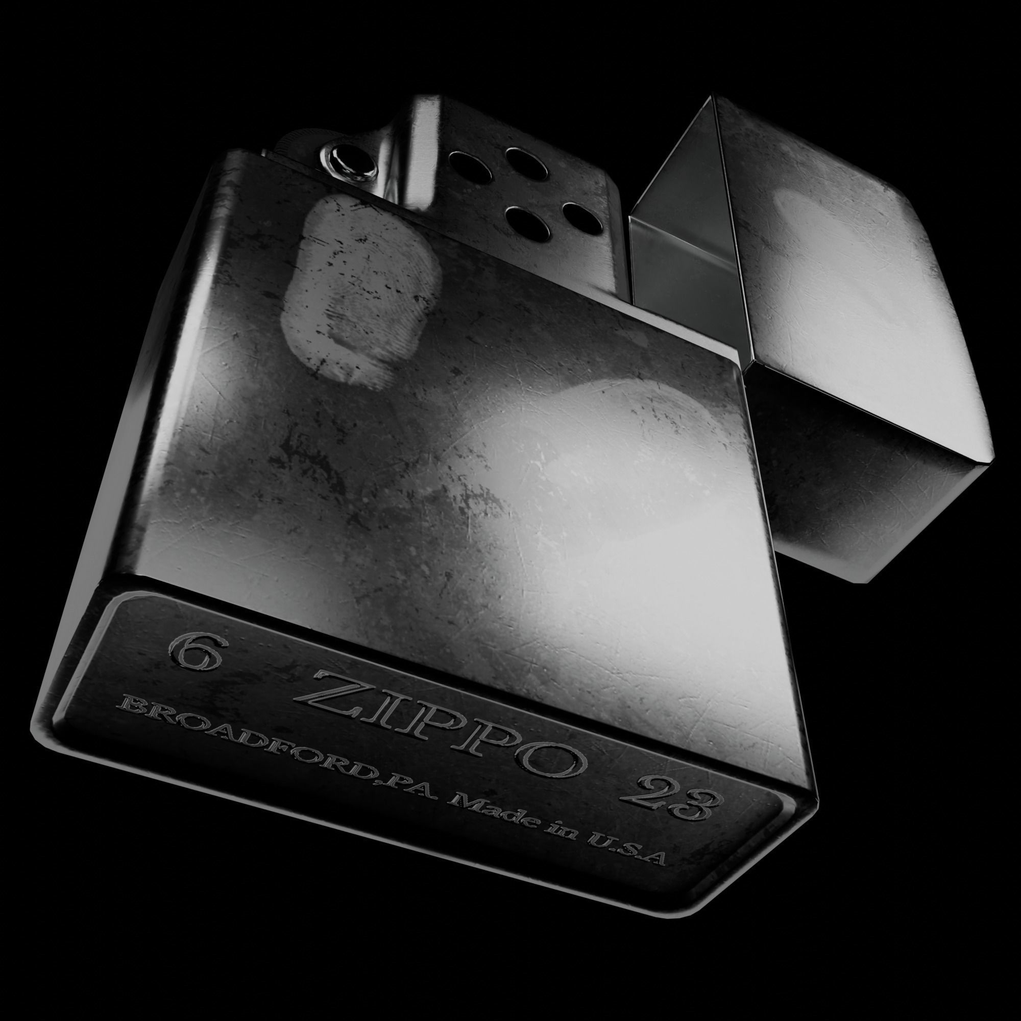 Zippo lighter 3d model Free 3D model_2