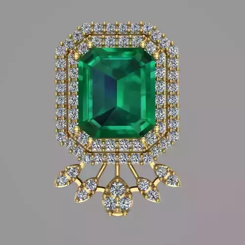 Diamond and Emerald Earring 3D print model