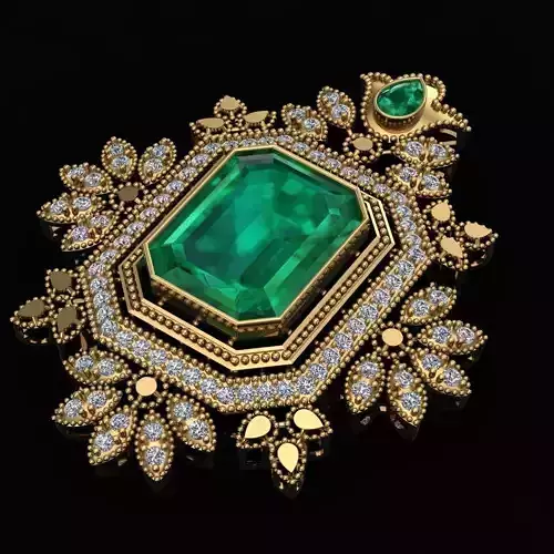 Diamond and Emerald Pandent 3D print model