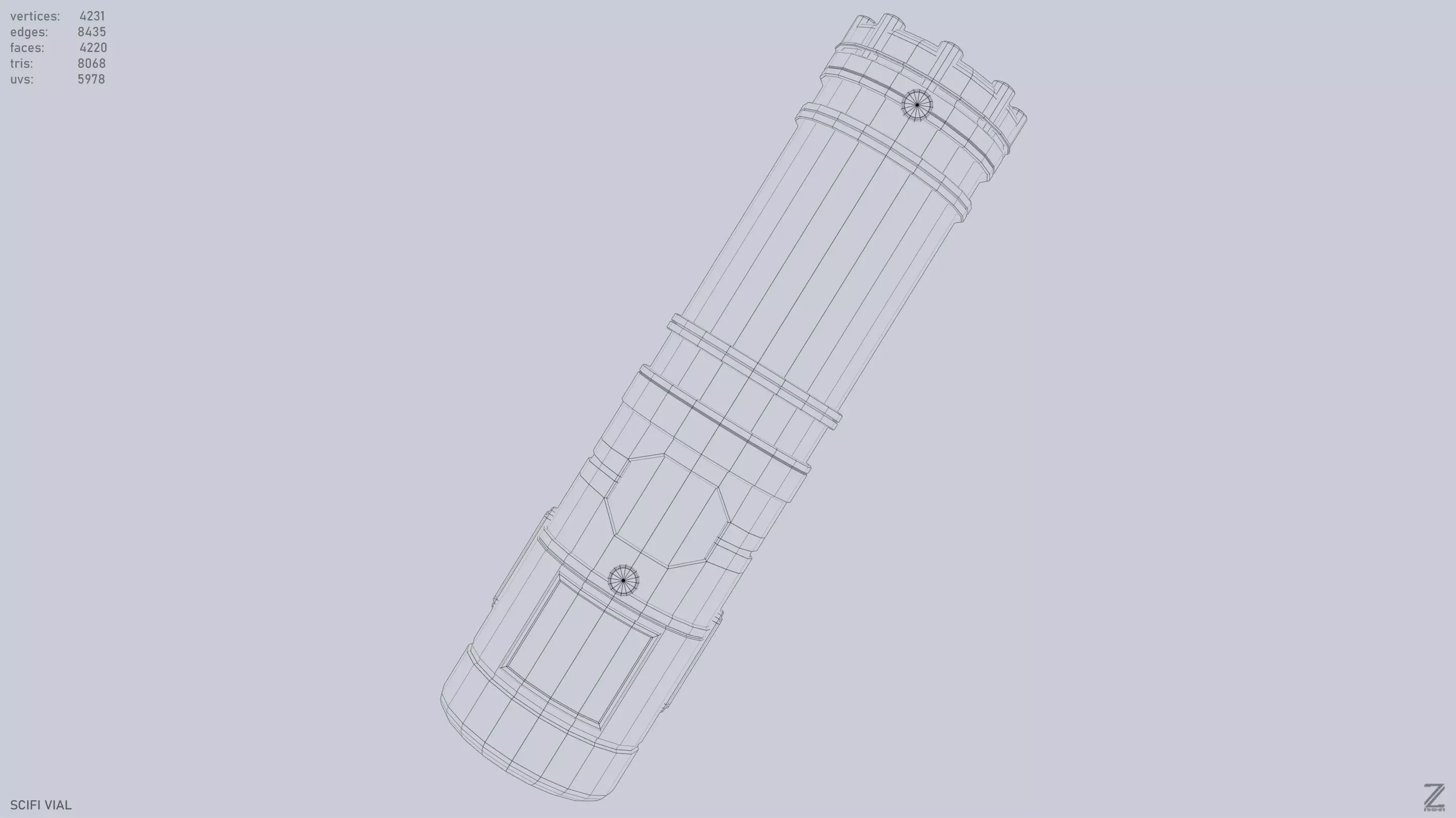 Scifi vial Low-poly 3D model_12