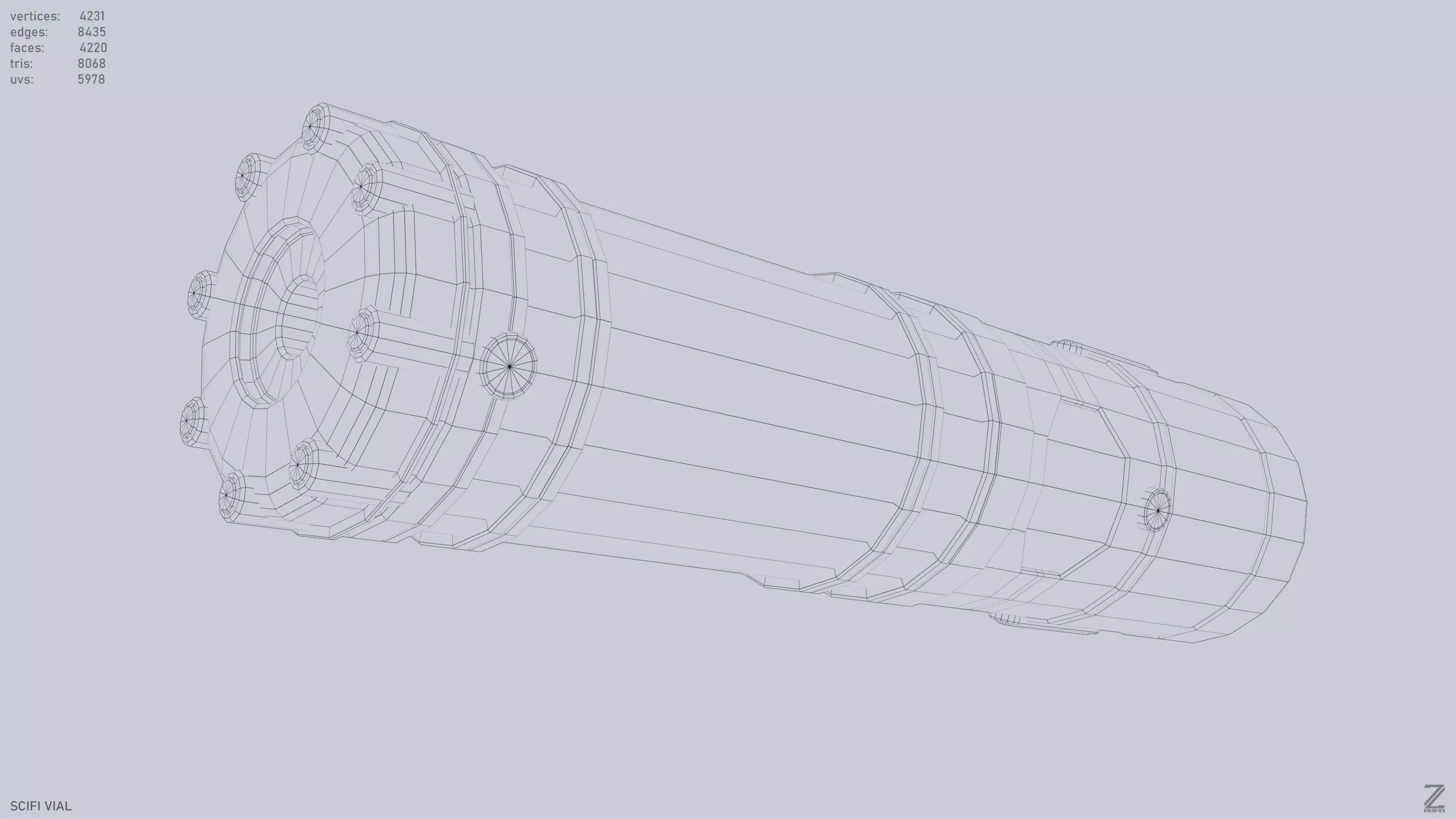 Scifi vial Low-poly 3D model_14