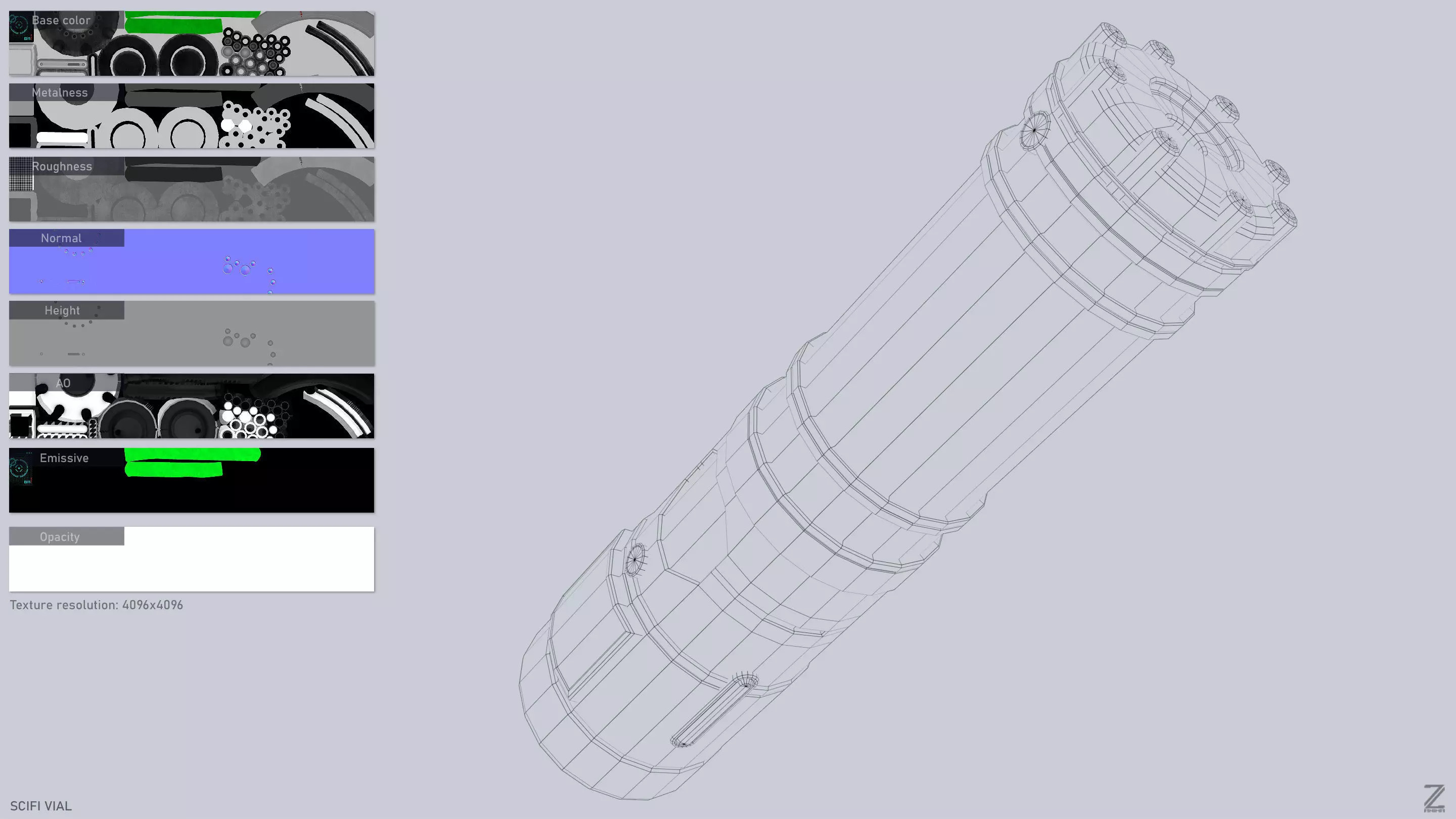 Scifi vial Low-poly 3D model_3