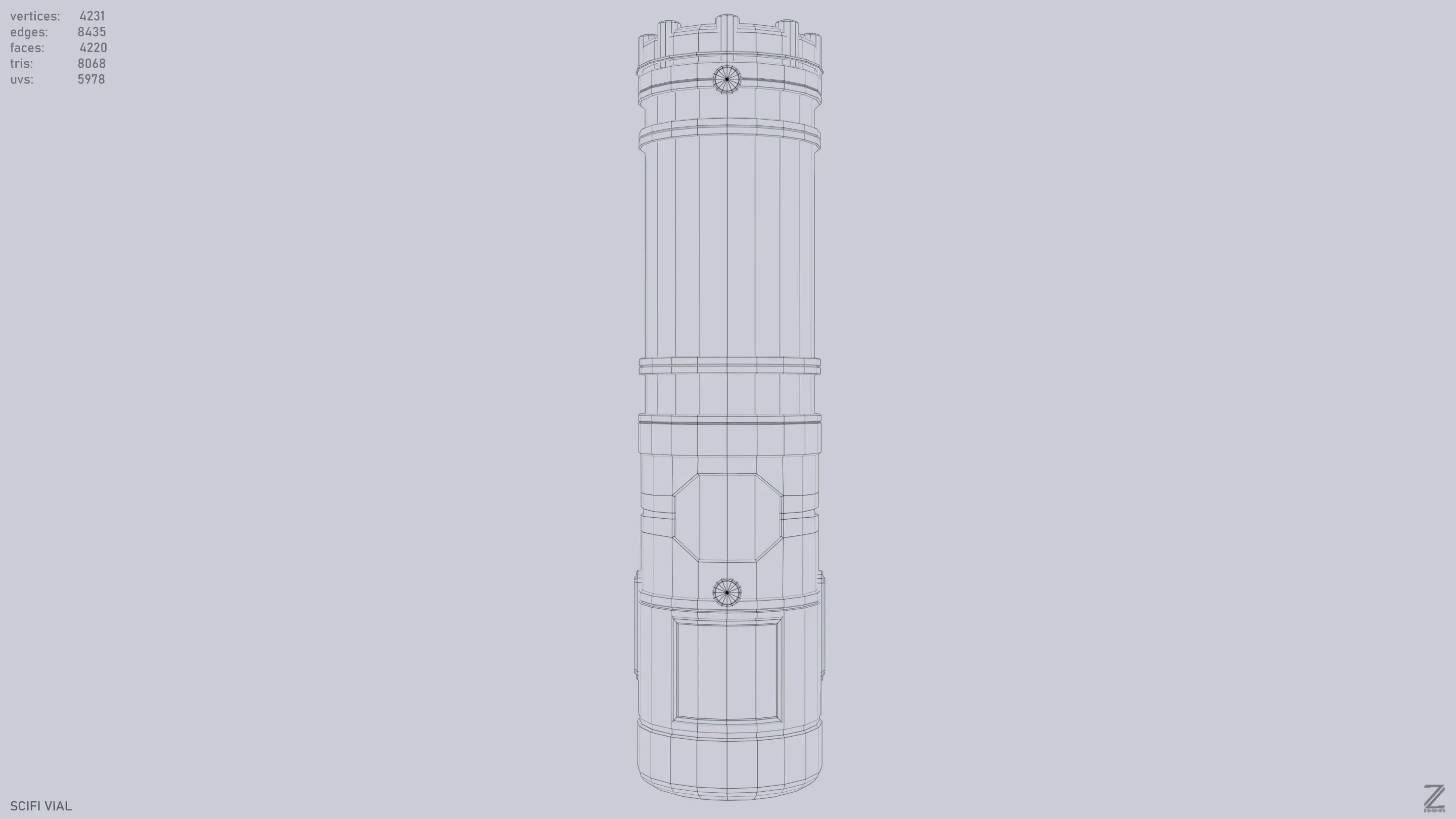 Scifi vial Low-poly 3D model_9