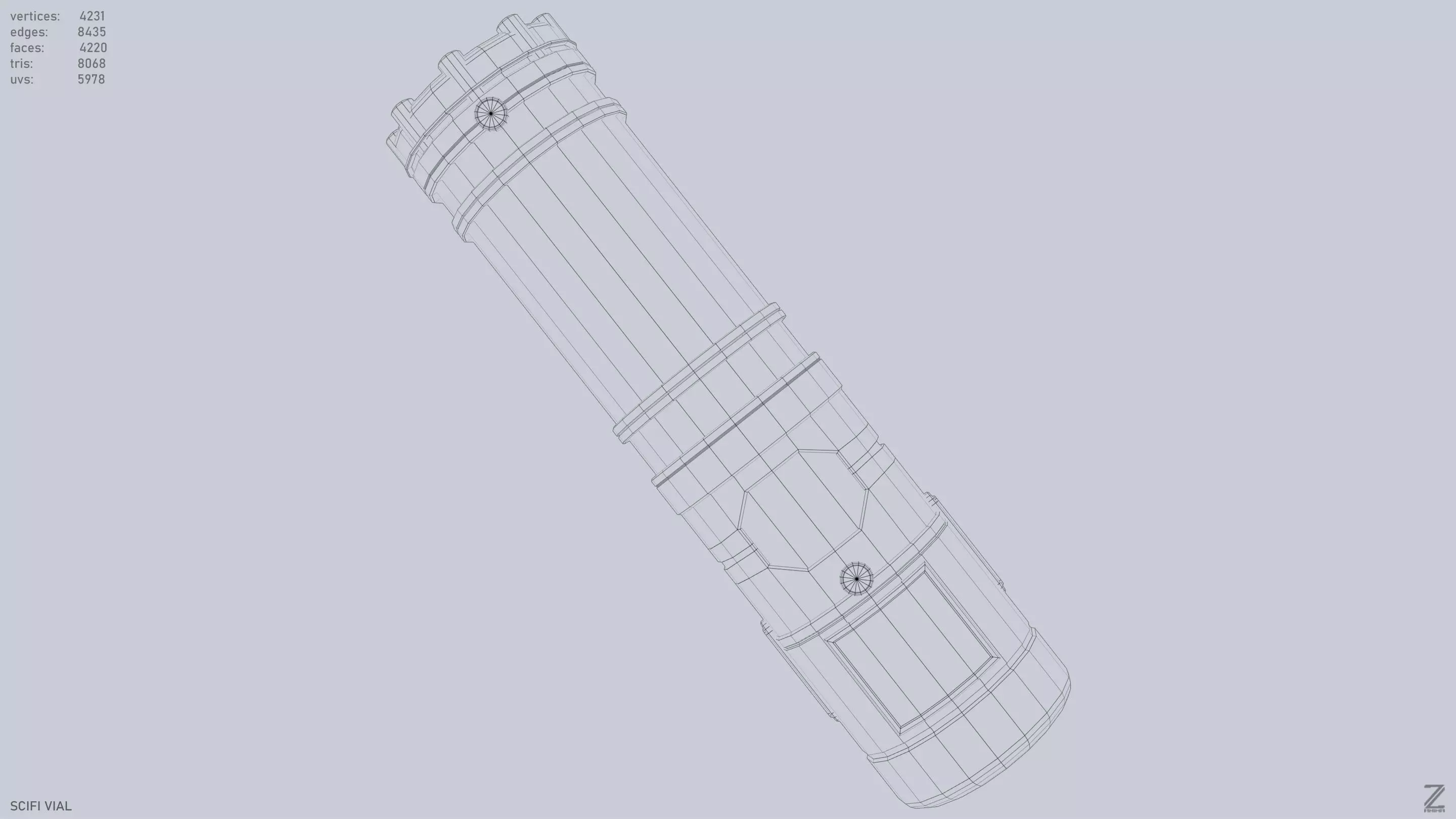 Scifi vial Low-poly 3D model_10