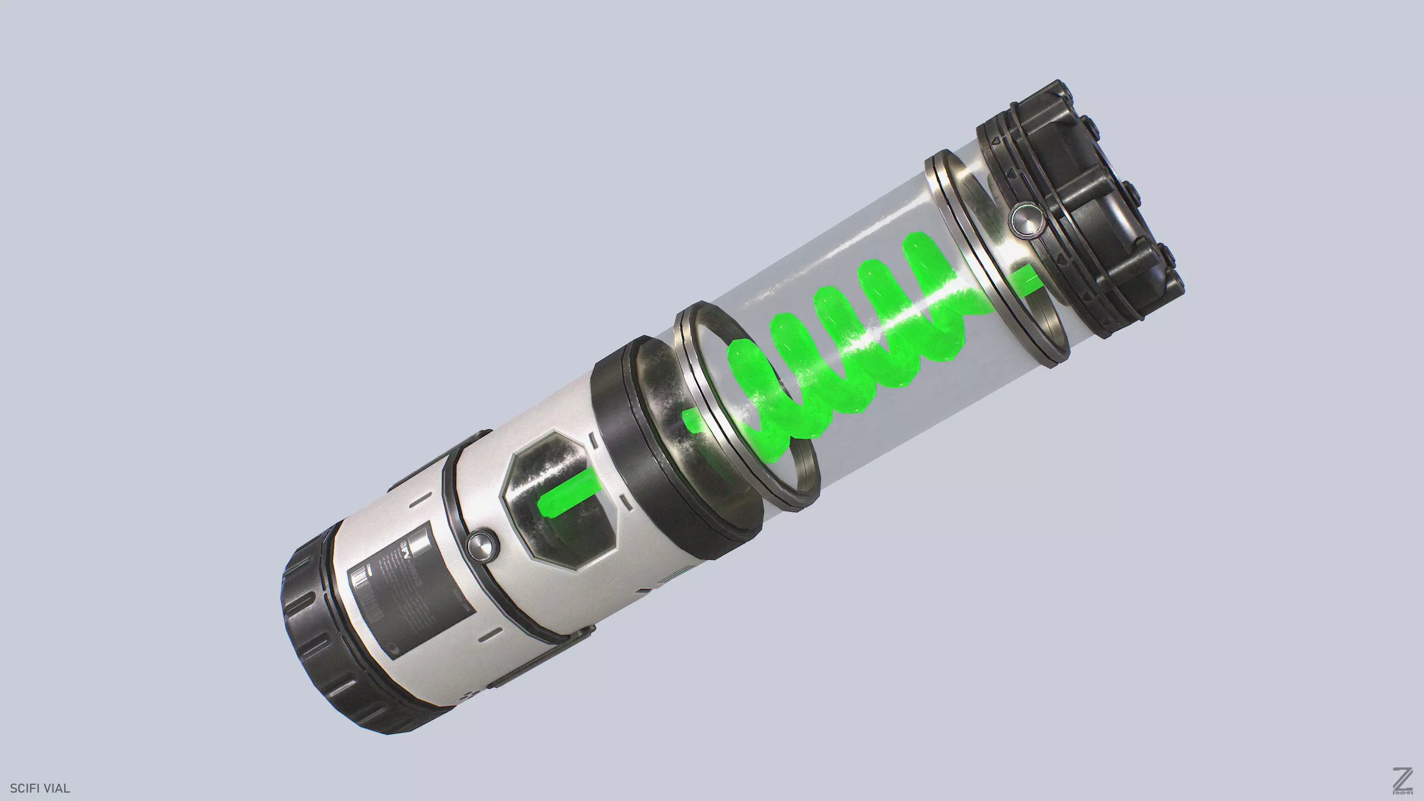 Scifi vial Low-poly 3D model_7