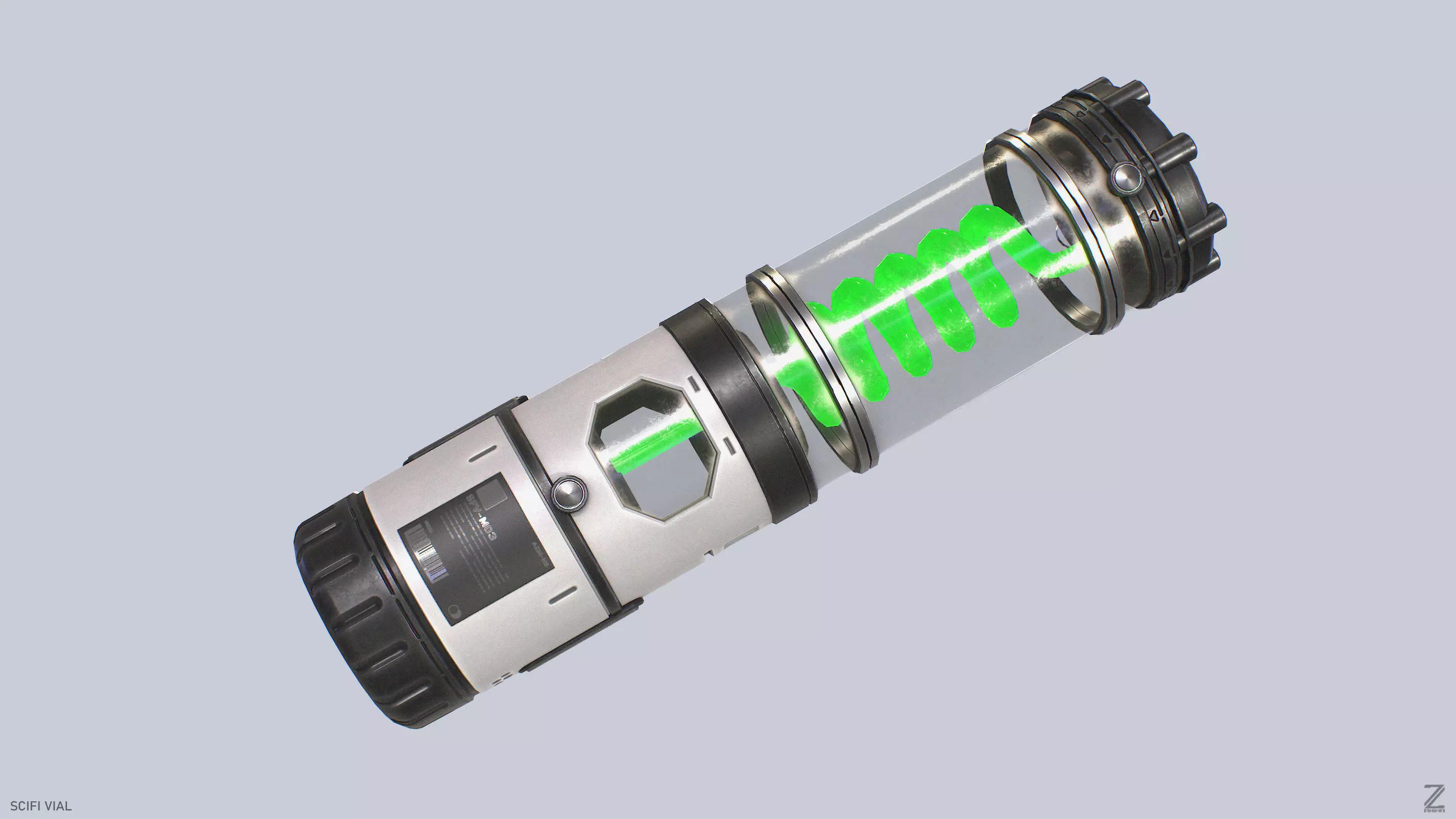 Scifi vial Low-poly 3D model_6