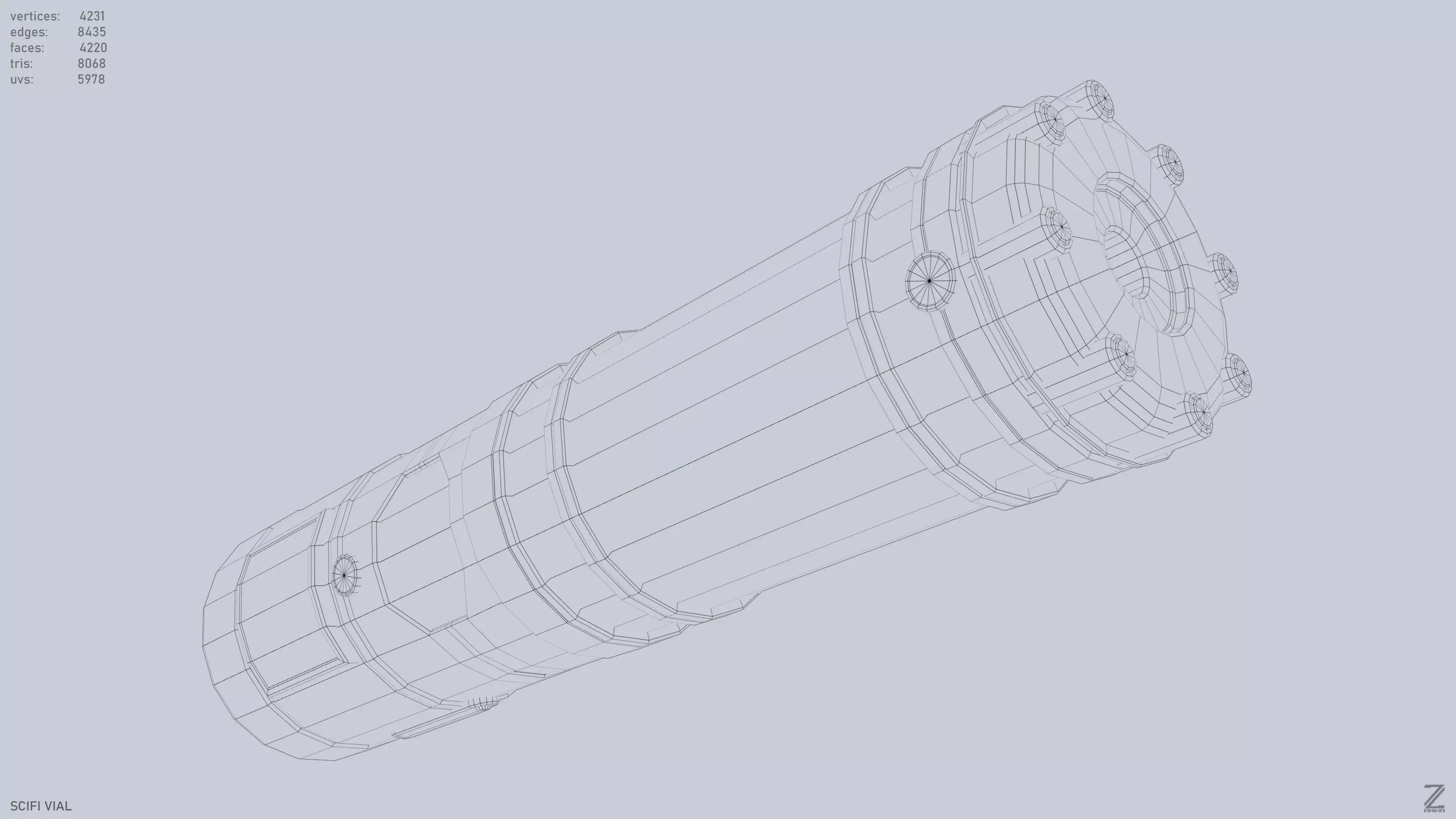 Scifi vial Low-poly 3D model_13