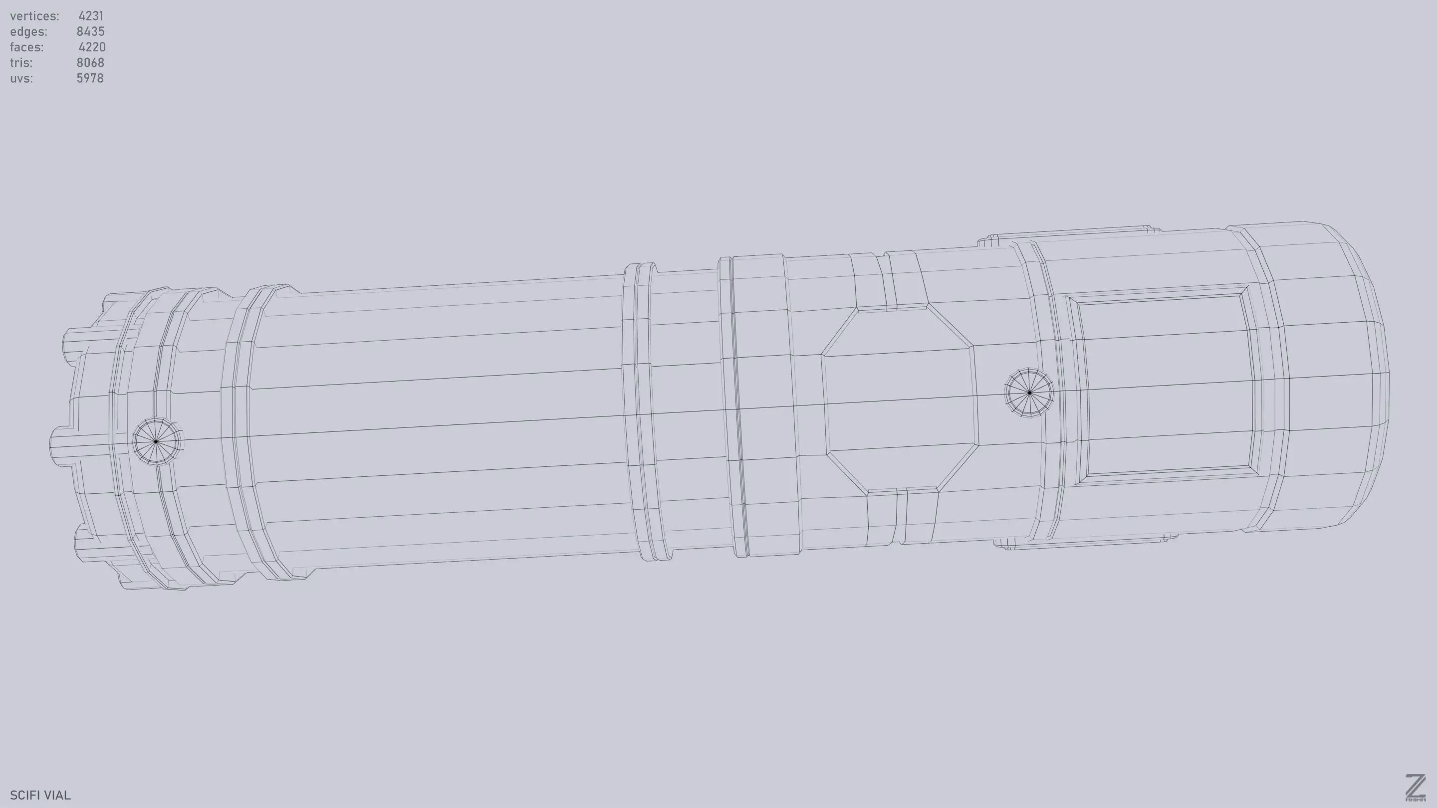 Scifi vial Low-poly 3D model_11