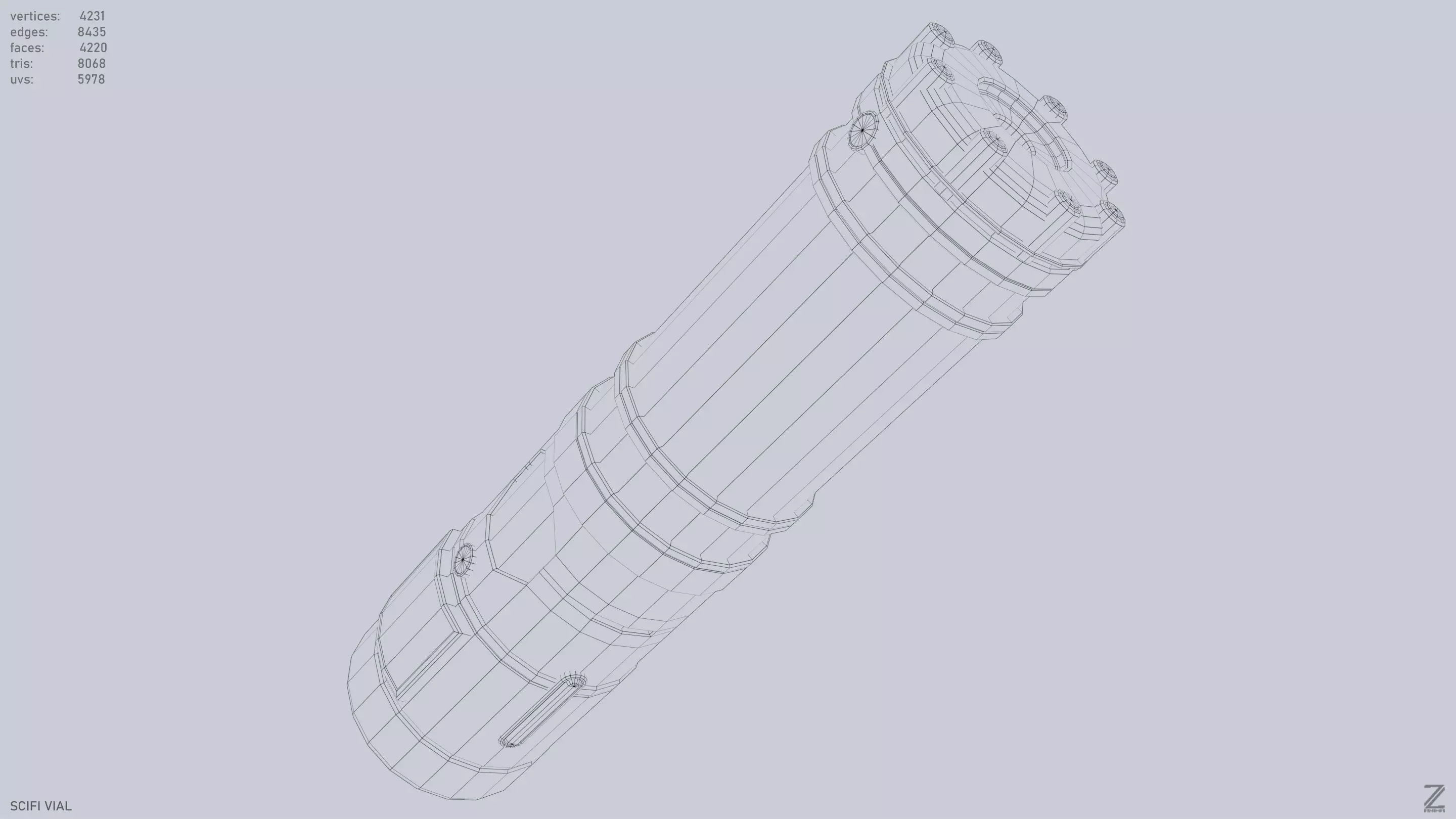 Scifi vial Low-poly 3D model_15
