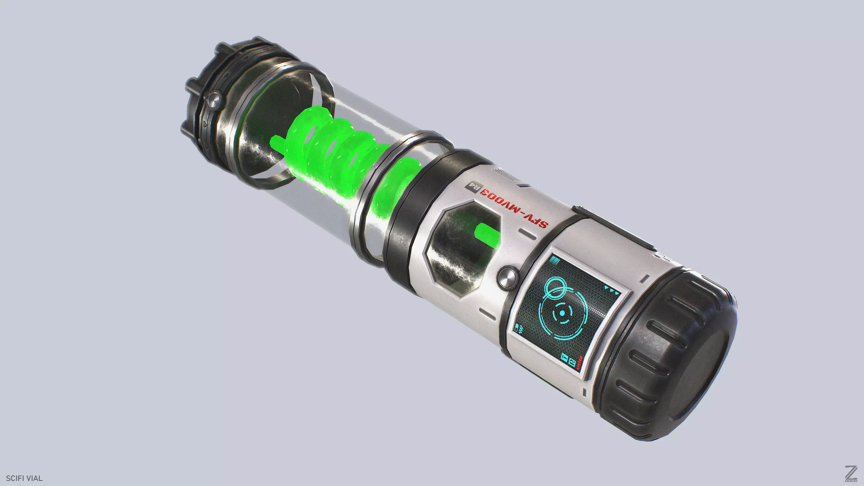 Scifi vial Low-poly 3D model_5