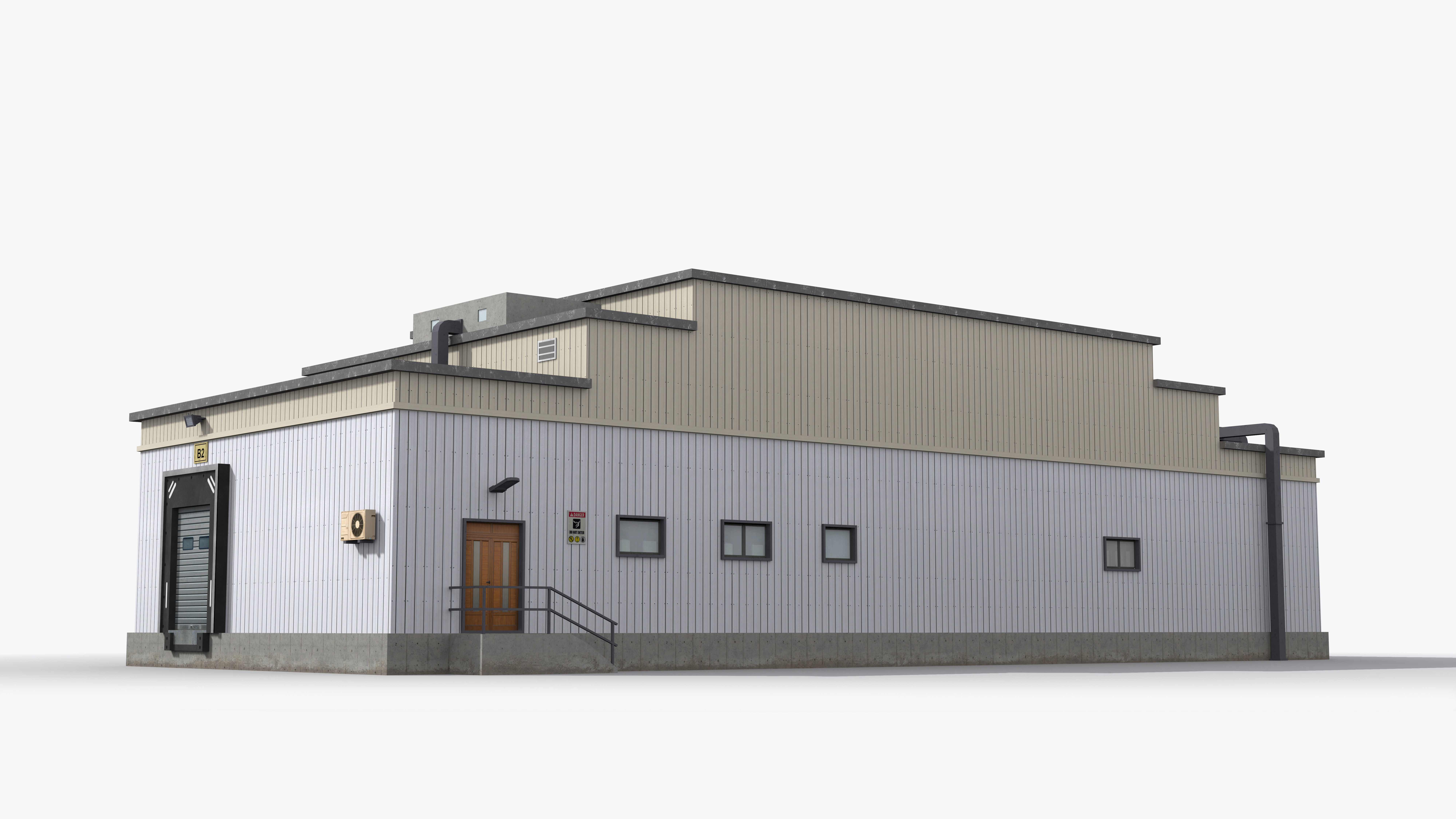 Factory x10 Low-poly 3D model_4