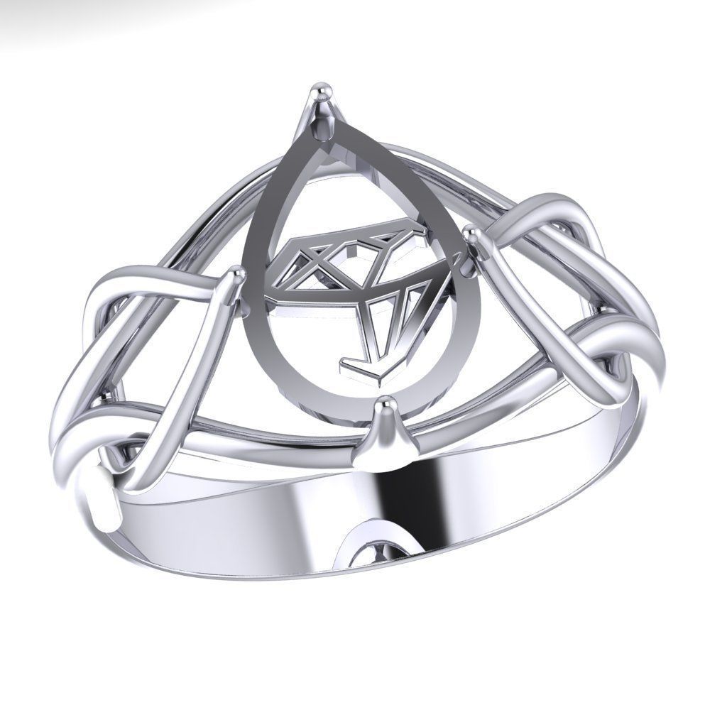 Pear Shape Stone Ring 3D print model 3D print model_5