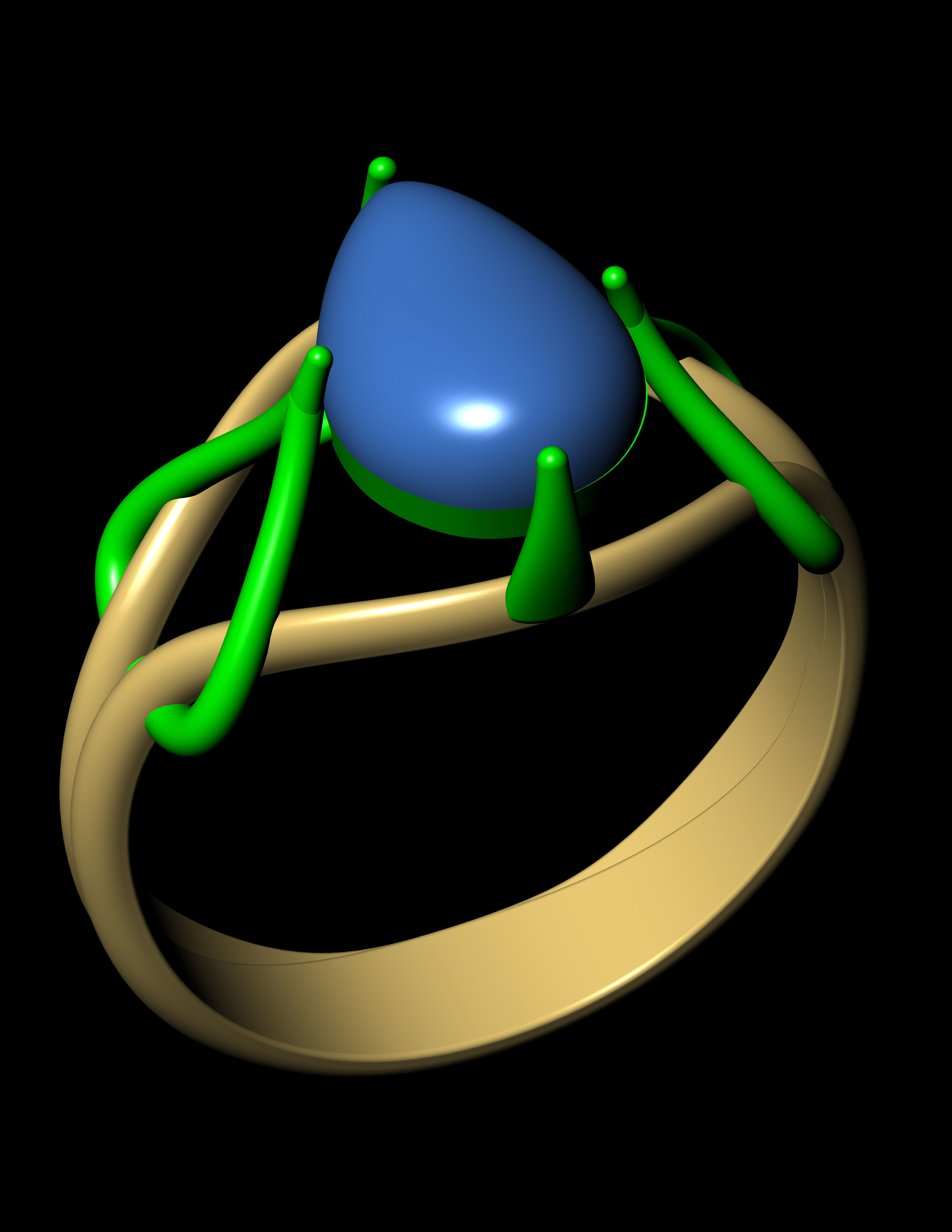 Pear Shape Stone Ring 3D print model 3D print model_6