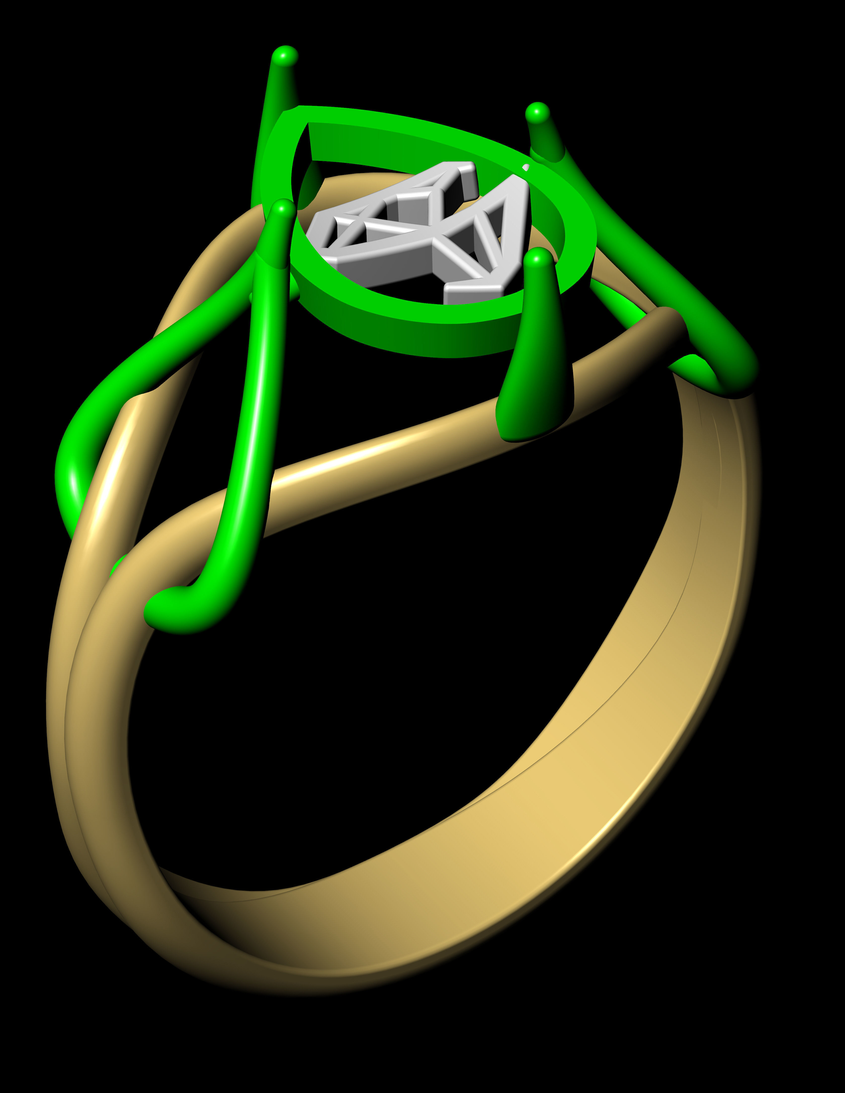 Pear Shape Stone Ring 3D print model 3D print model_9