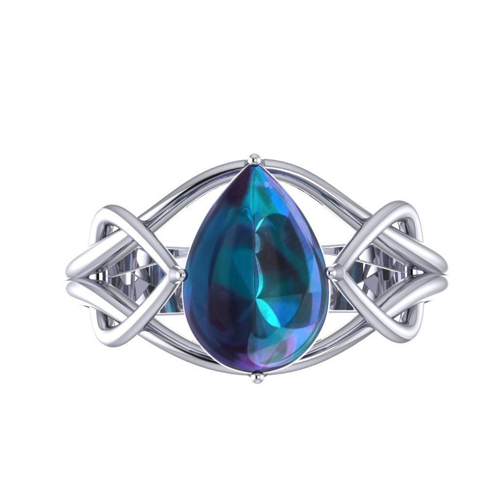 Pear Shape Stone Ring 3D print model 3D print model_3