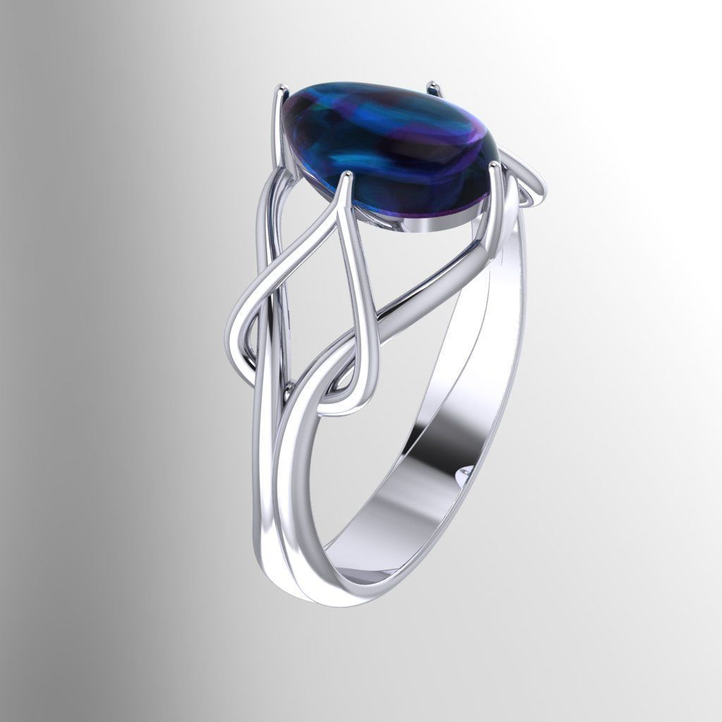 Pear Shape Stone Ring 3D print model 3D print model_4