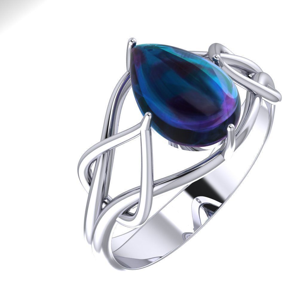 Pear Shape Stone Ring 3D print model 3D print model_1