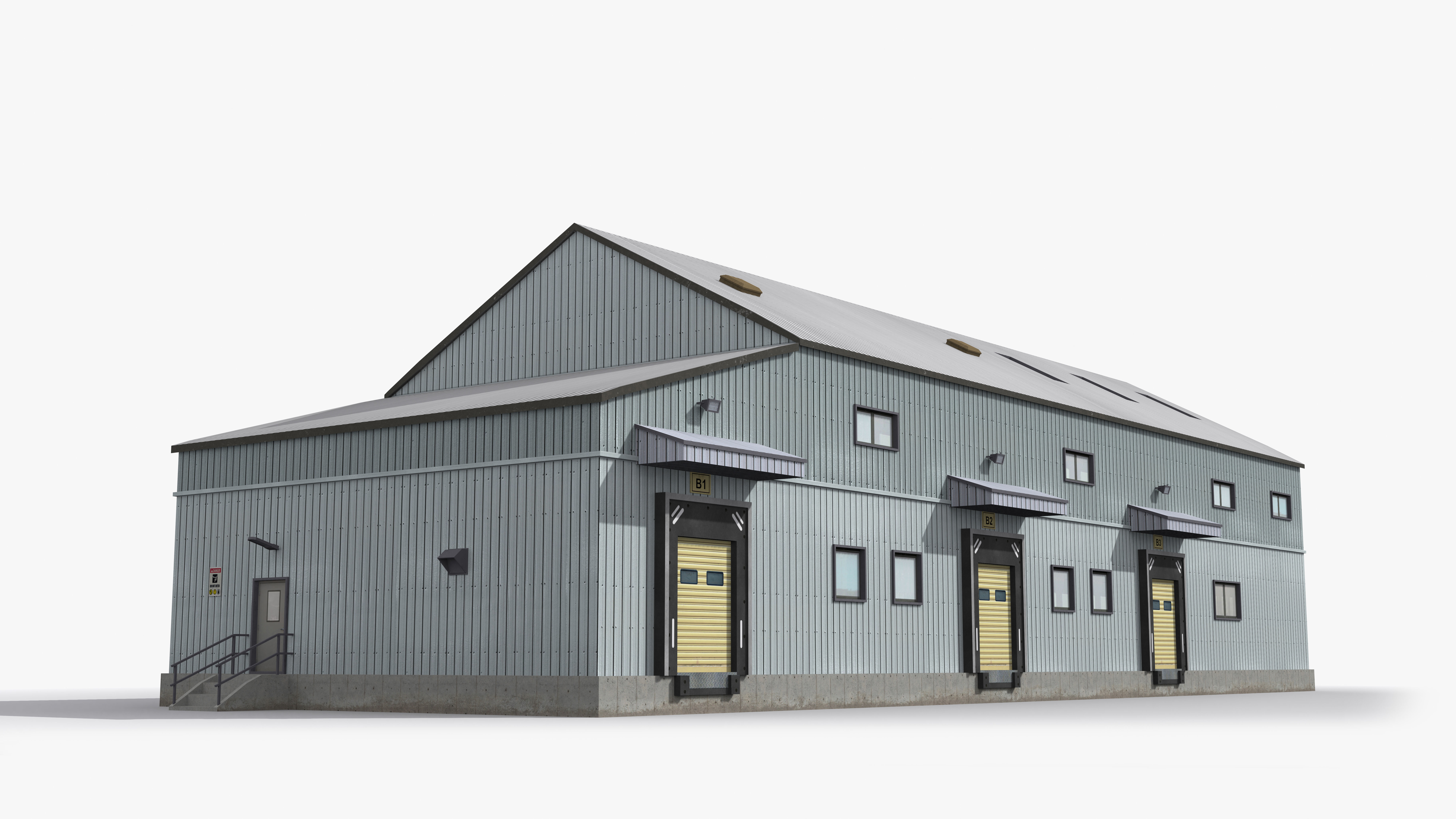 Factory x12 Low-poly 3D model_2