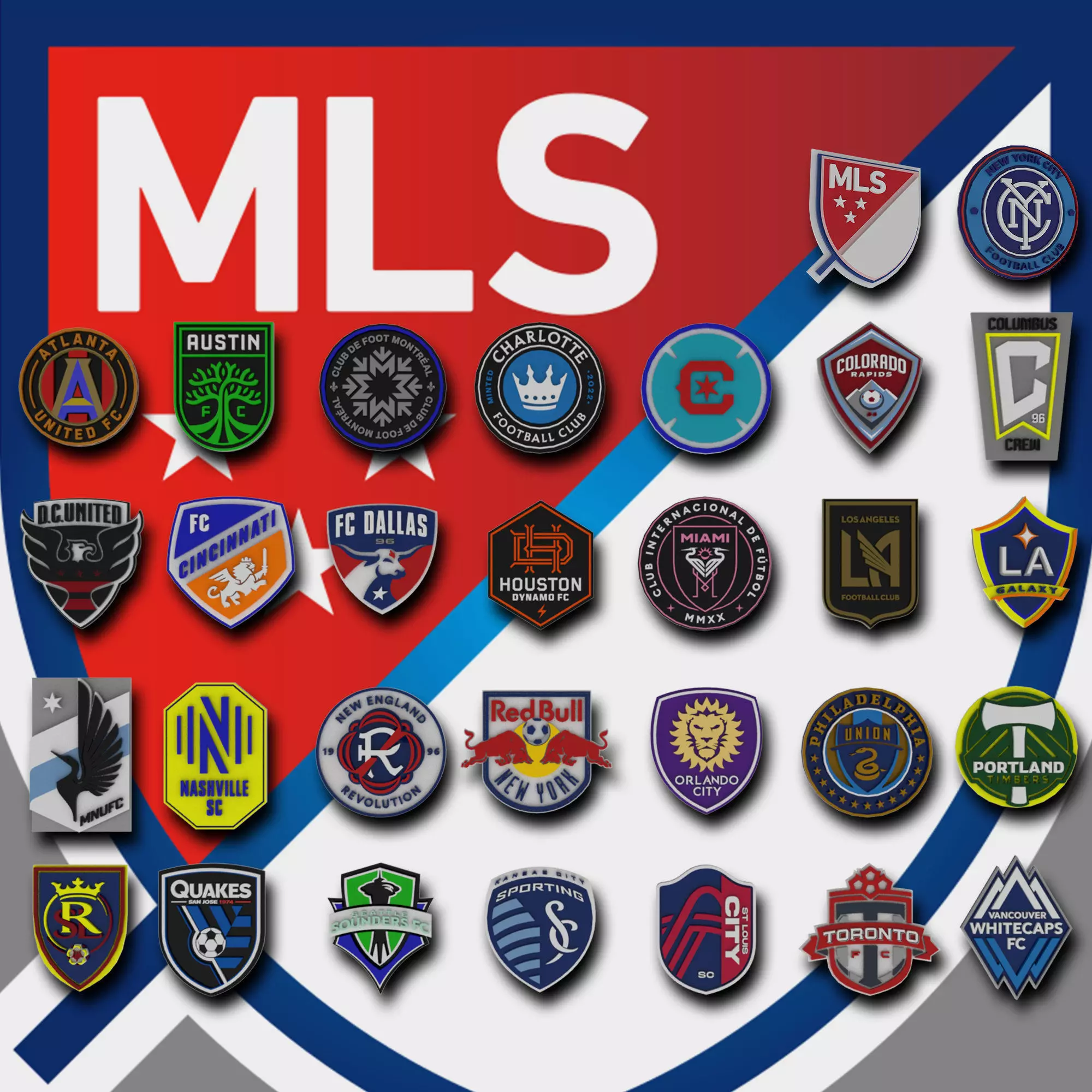 Major League Soccer all logos printable and renderable 3D print model_0
