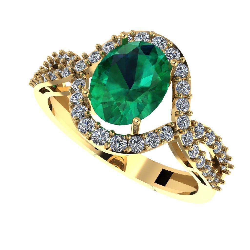 Diamond Solitaire Emerald Ring for Women 3D print model 3D print model_2