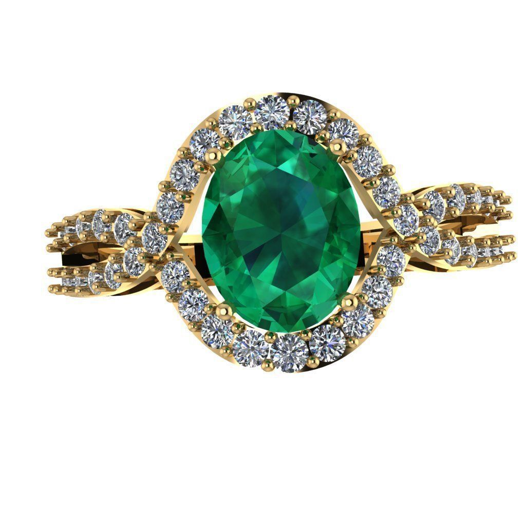 Diamond Solitaire Emerald Ring for Women 3D print model 3D print model_1