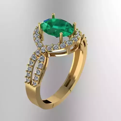 Diamond Solitaire Emerald Ring for Women 3D print model