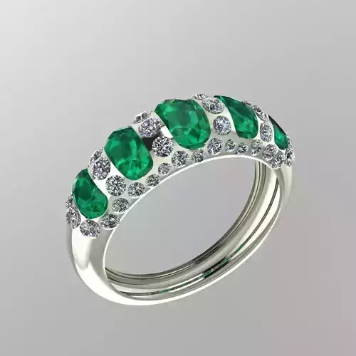 Diamond and Emeralds Ring for Women 3D print model