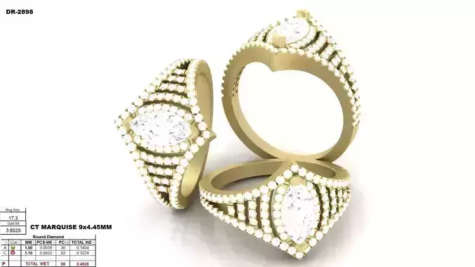 Diamond Ring For Women 3d Print Model