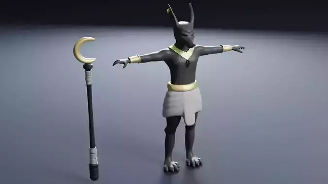 Anubis Cartoon Style Character Low-poly 3D model