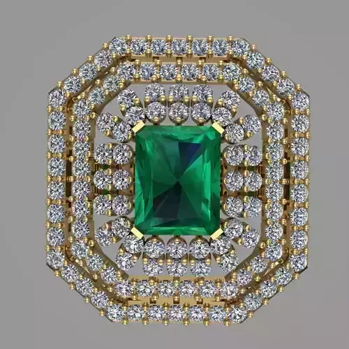 Emerald Diamond Solitaire Ring for Women 3D print model
