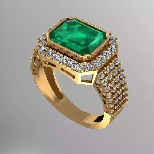 Emerald Diamond Solitaire Ring for Women 3D print model