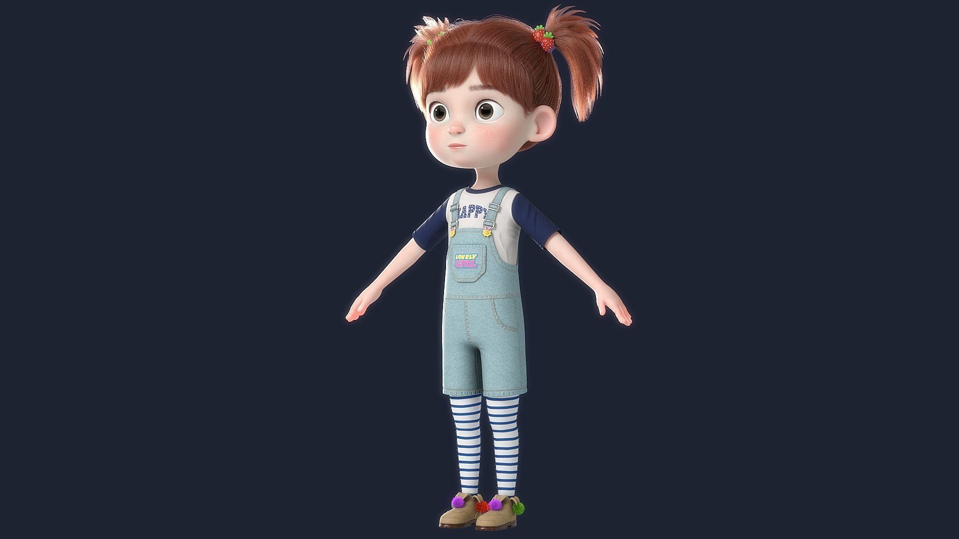 Cartoon Girl NoRig 3D model_8