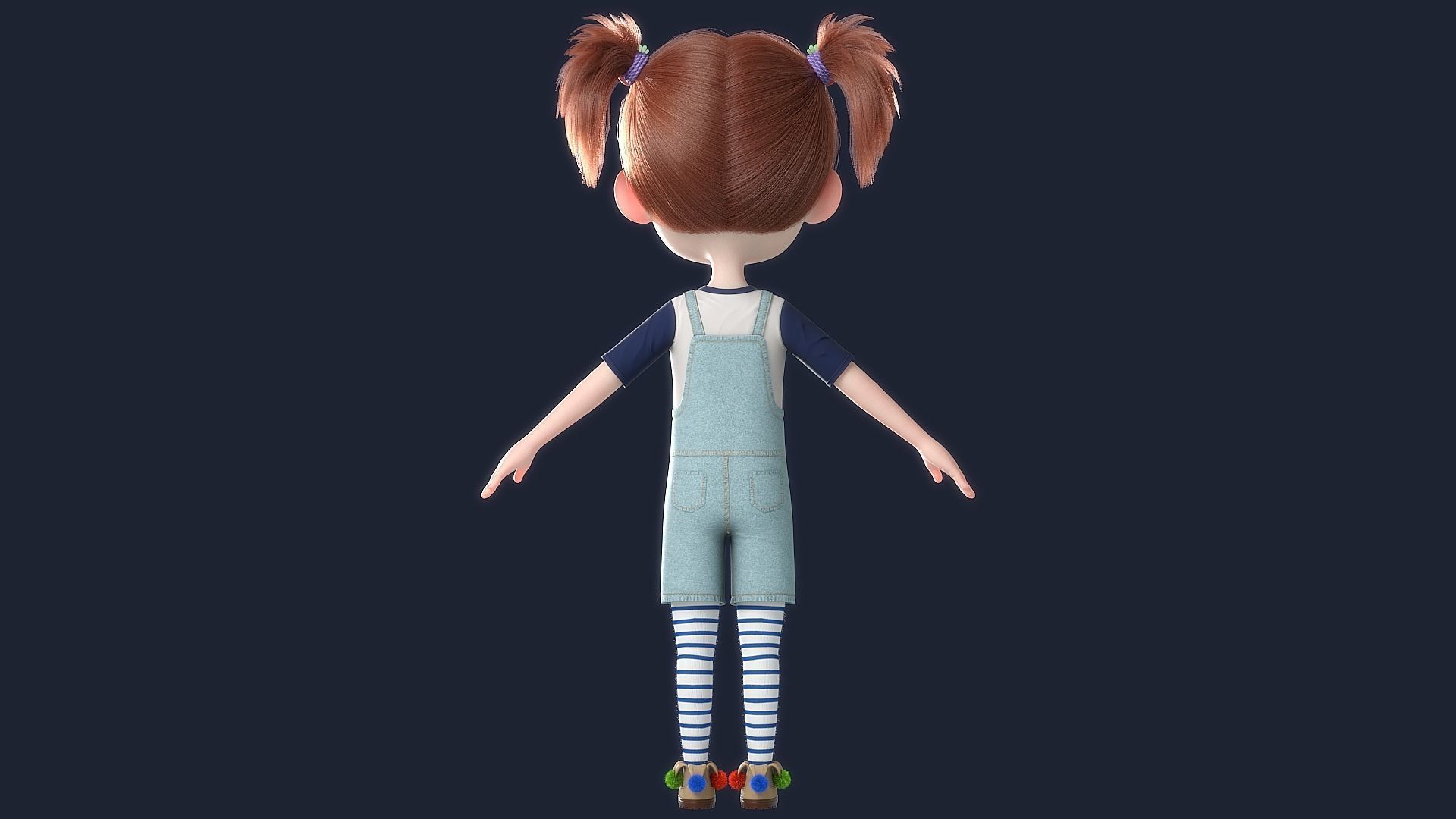 Cartoon Girl NoRig 3D model_12