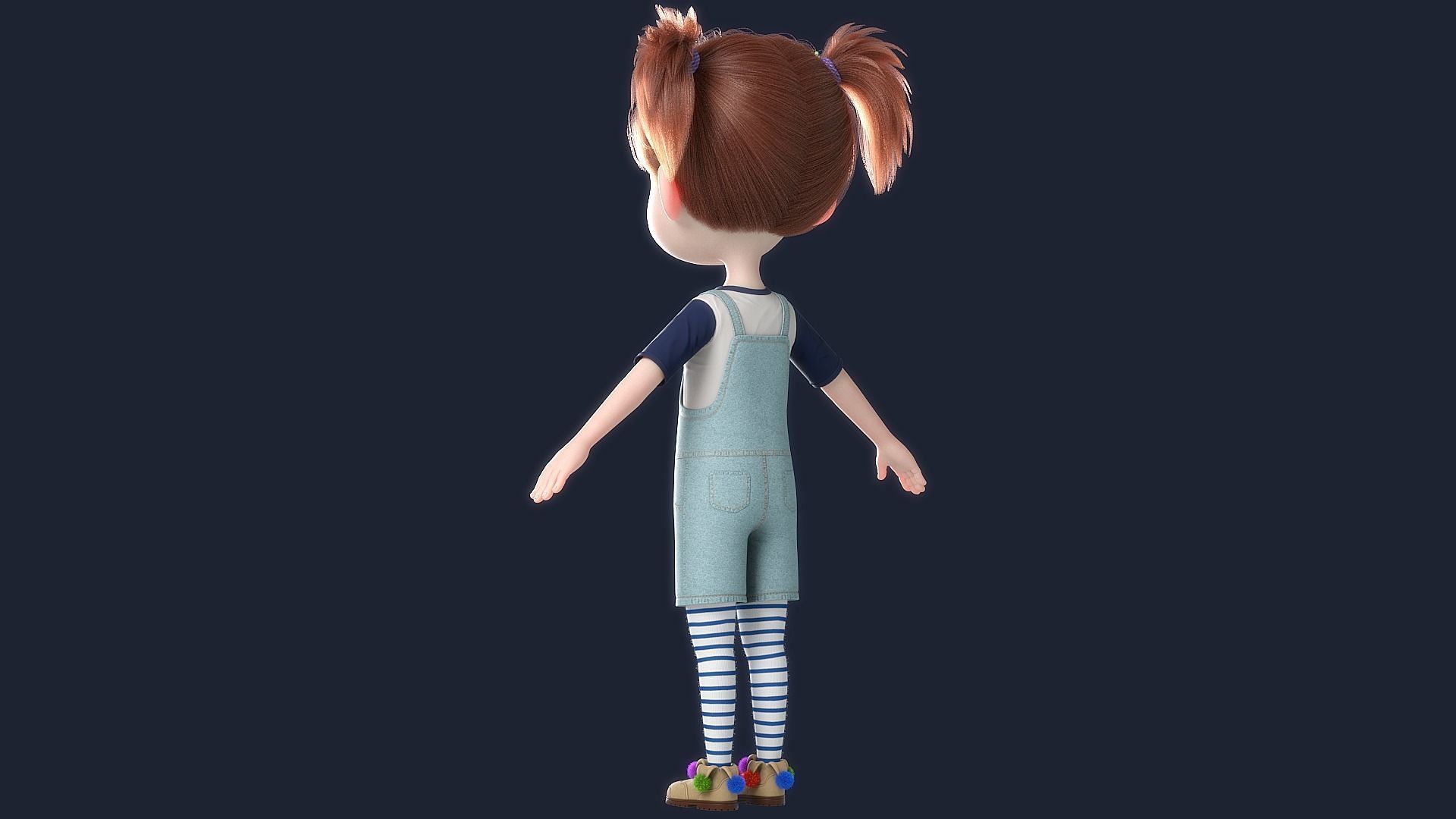 Cartoon Girl NoRig 3D model_11