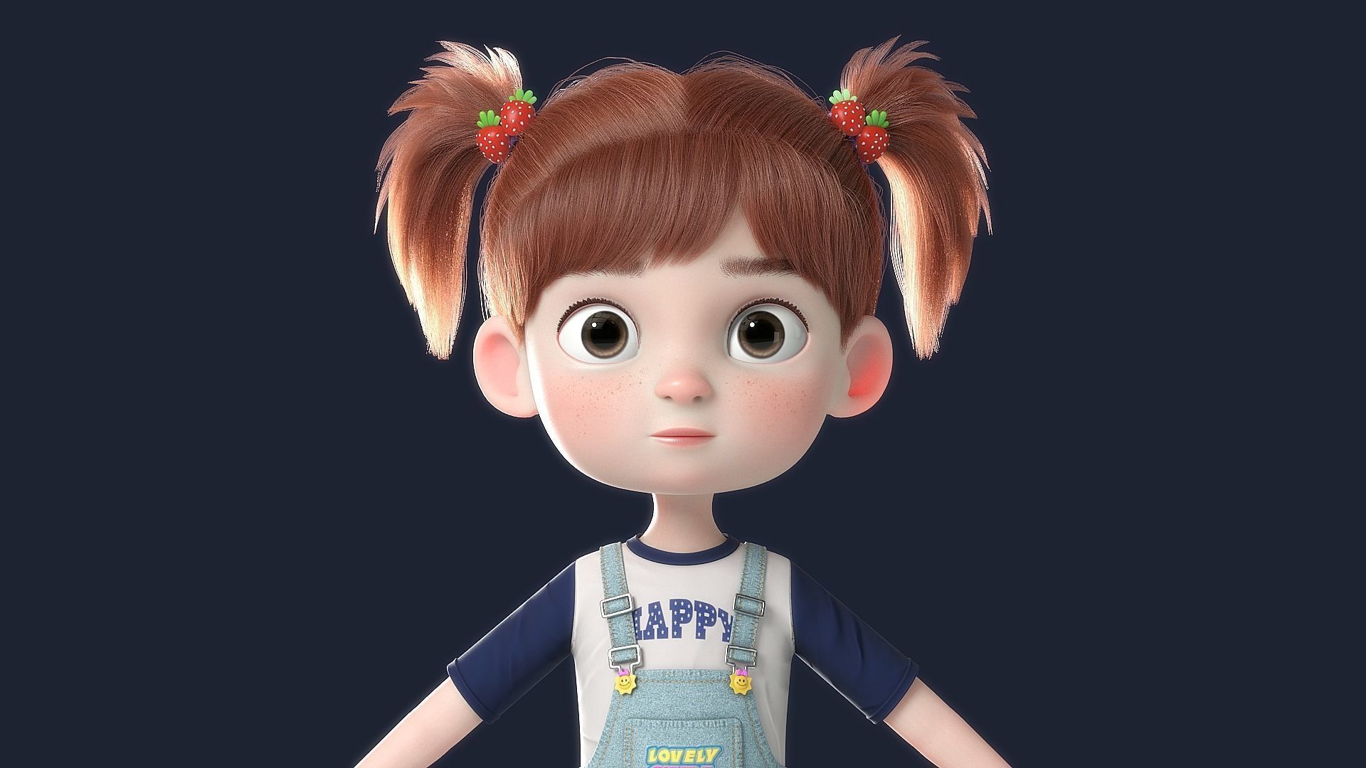 Cartoon Girl NoRig 3D model_1