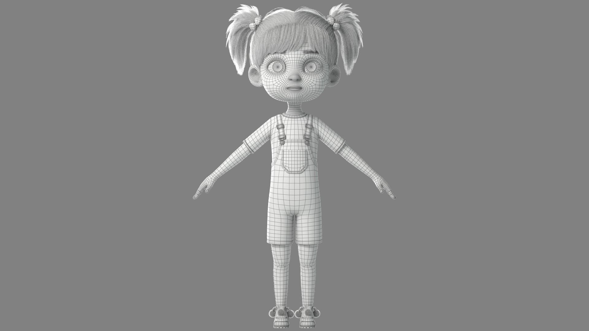 Cartoon Girl NoRig 3D model_18