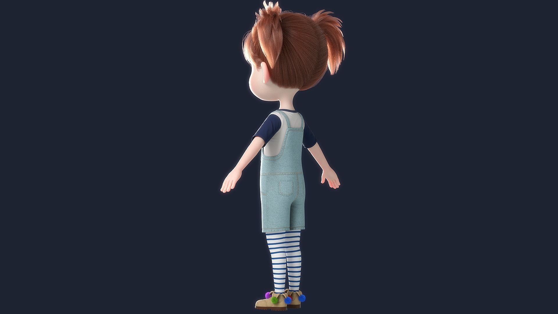 Cartoon Girl NoRig 3D model_10