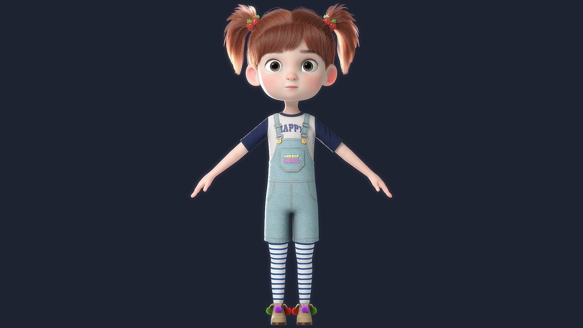 Cartoon Girl NoRig 3D model_7