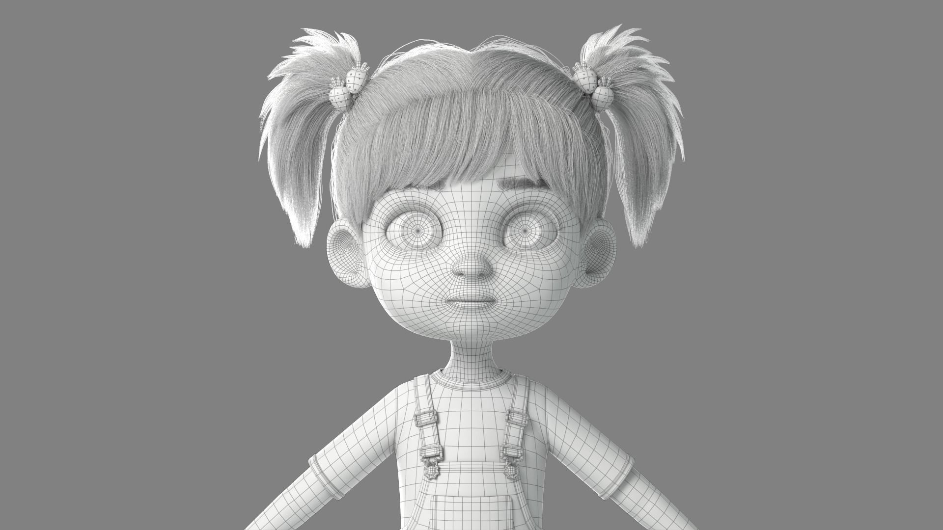 Cartoon Girl NoRig 3D model_15