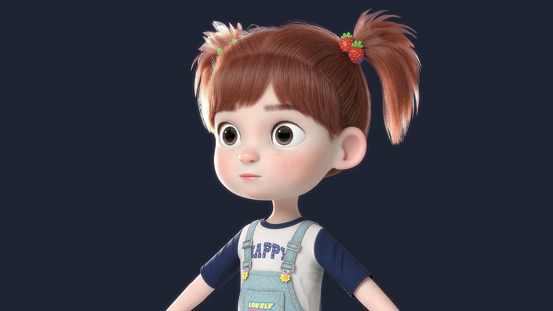 Cartoon Girl NoRig 3D model_2