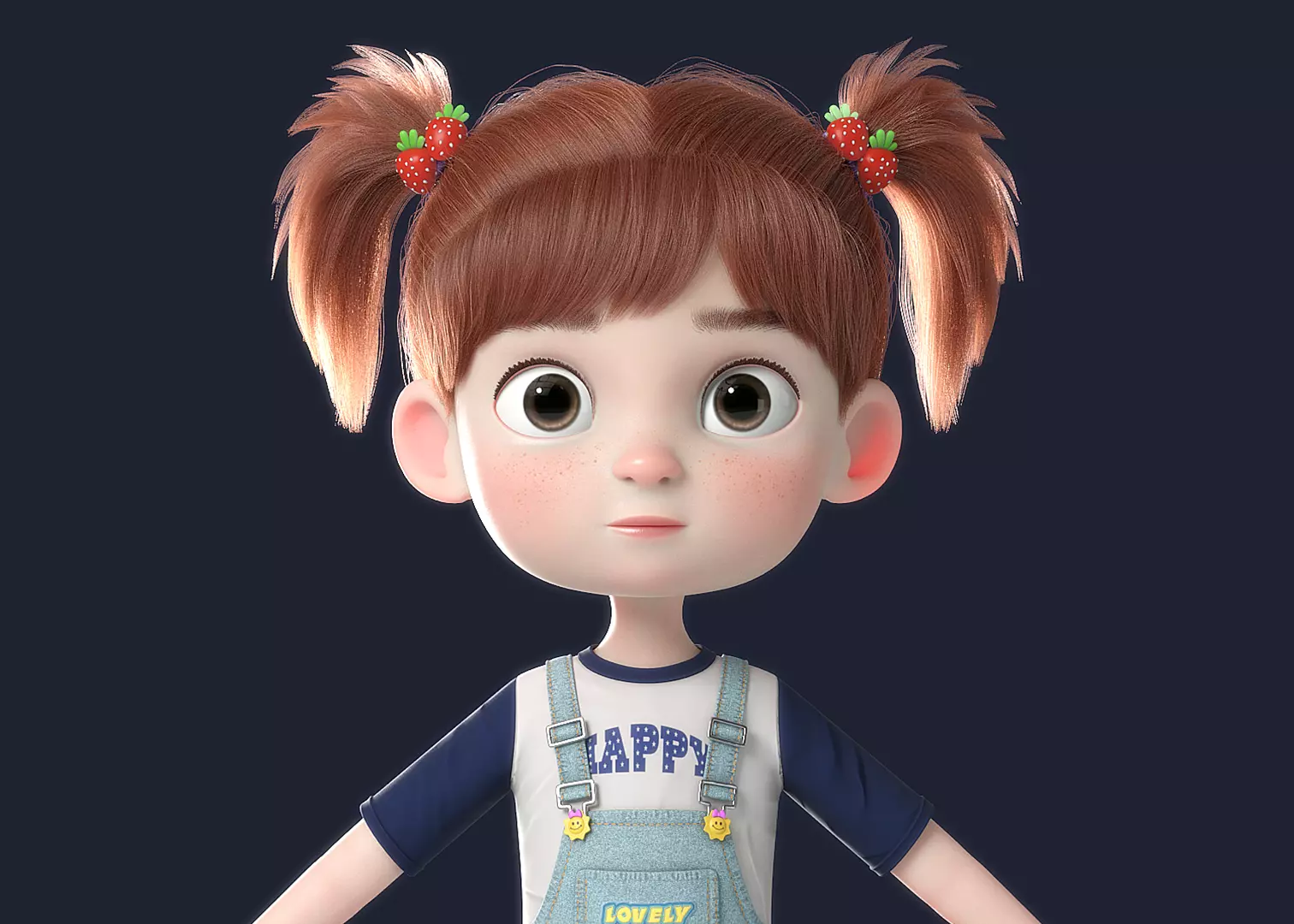 Cartoon Girl NoRig 3D model_0