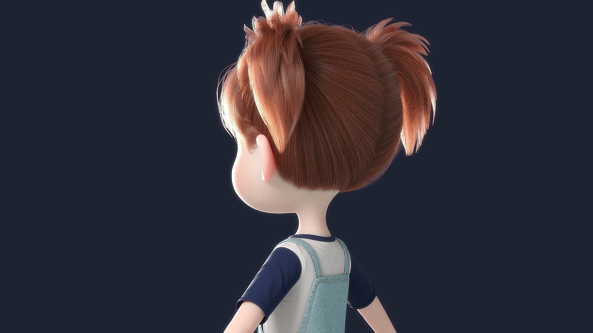 Cartoon Girl NoRig 3D model_4