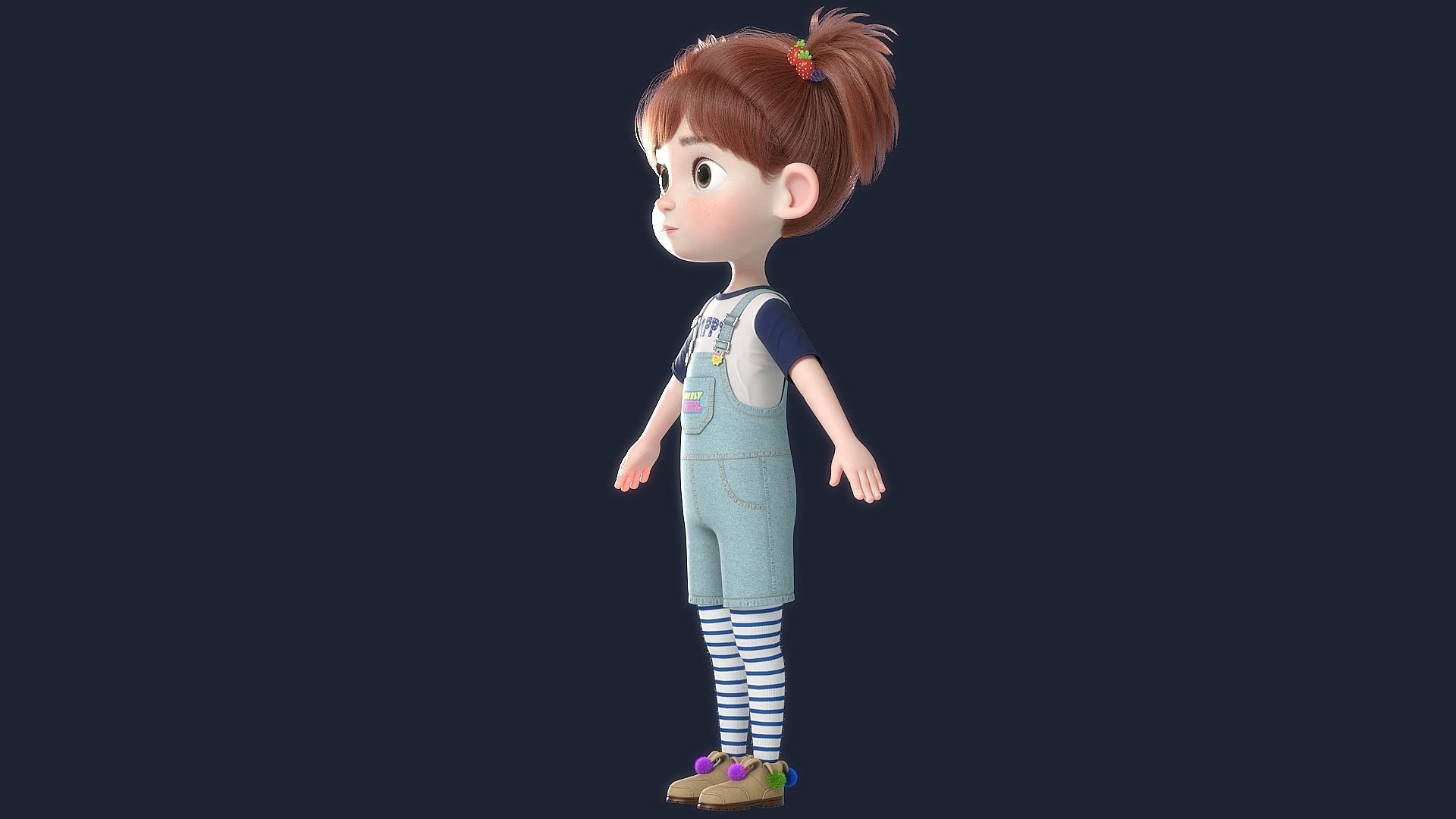 Cartoon Girl NoRig 3D model_9