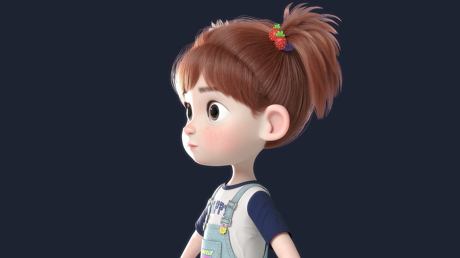 Cartoon Girl NoRig 3D model_3