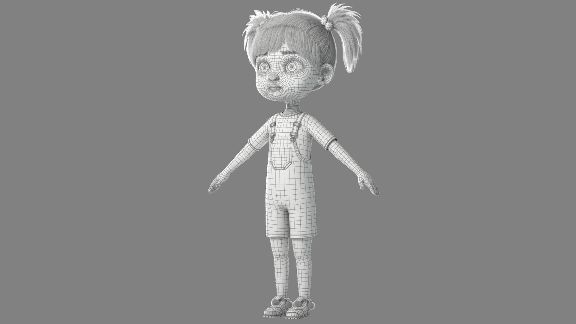 Cartoon Girl NoRig 3D model_19