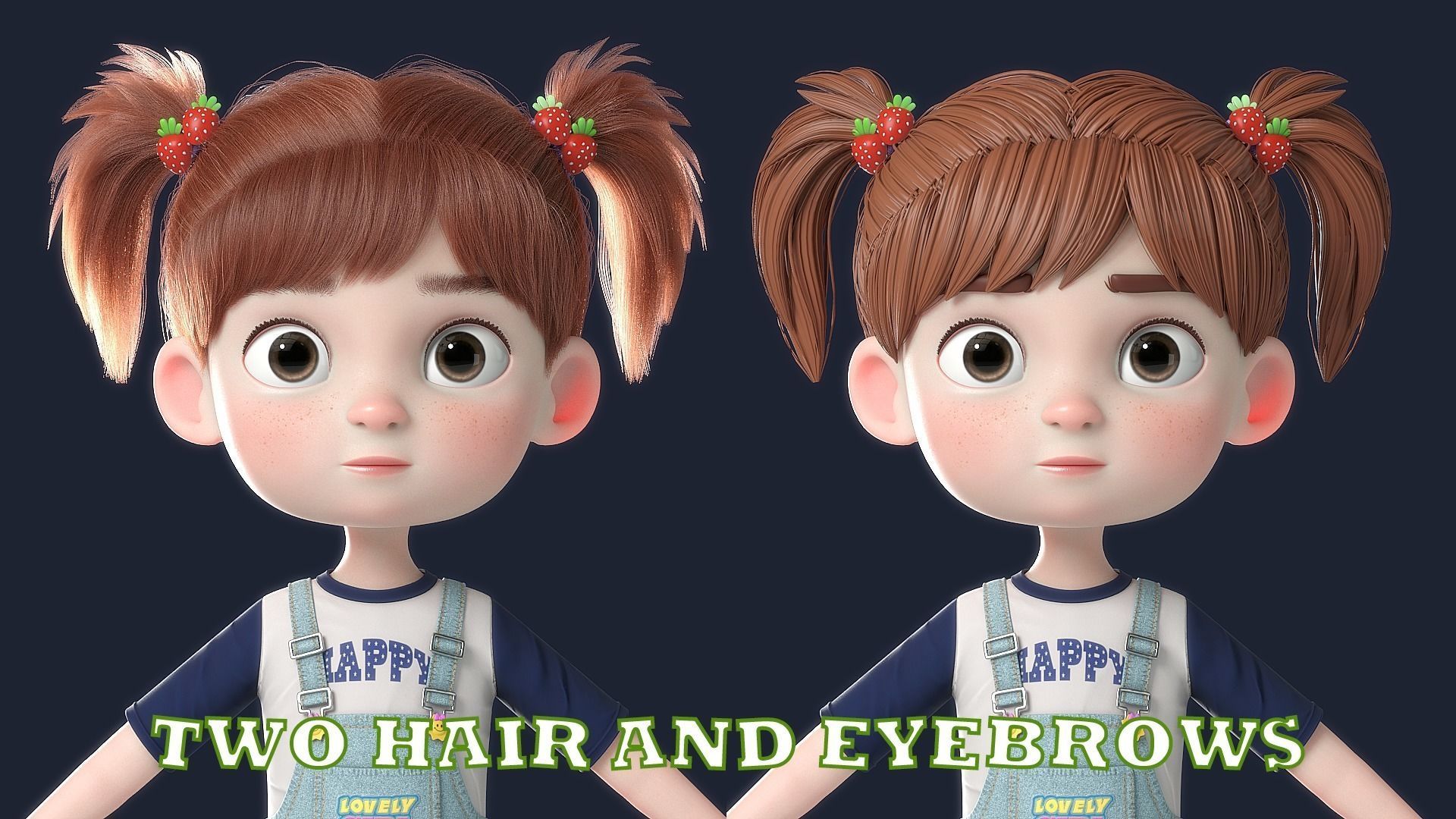 Cartoon Girl NoRig 3D model_13