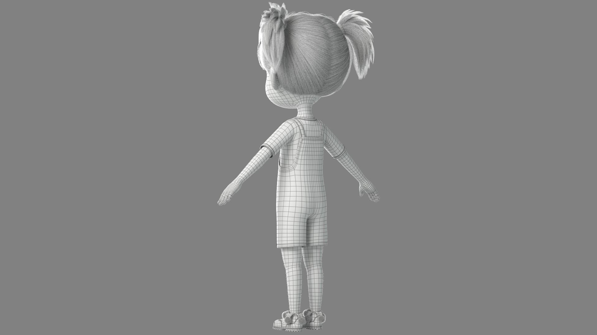 Cartoon Girl NoRig 3D model_20