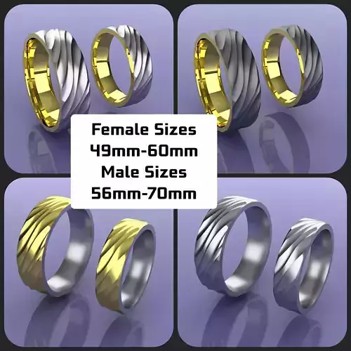 Collection of Wavy Wedding Rings - All Sizes 