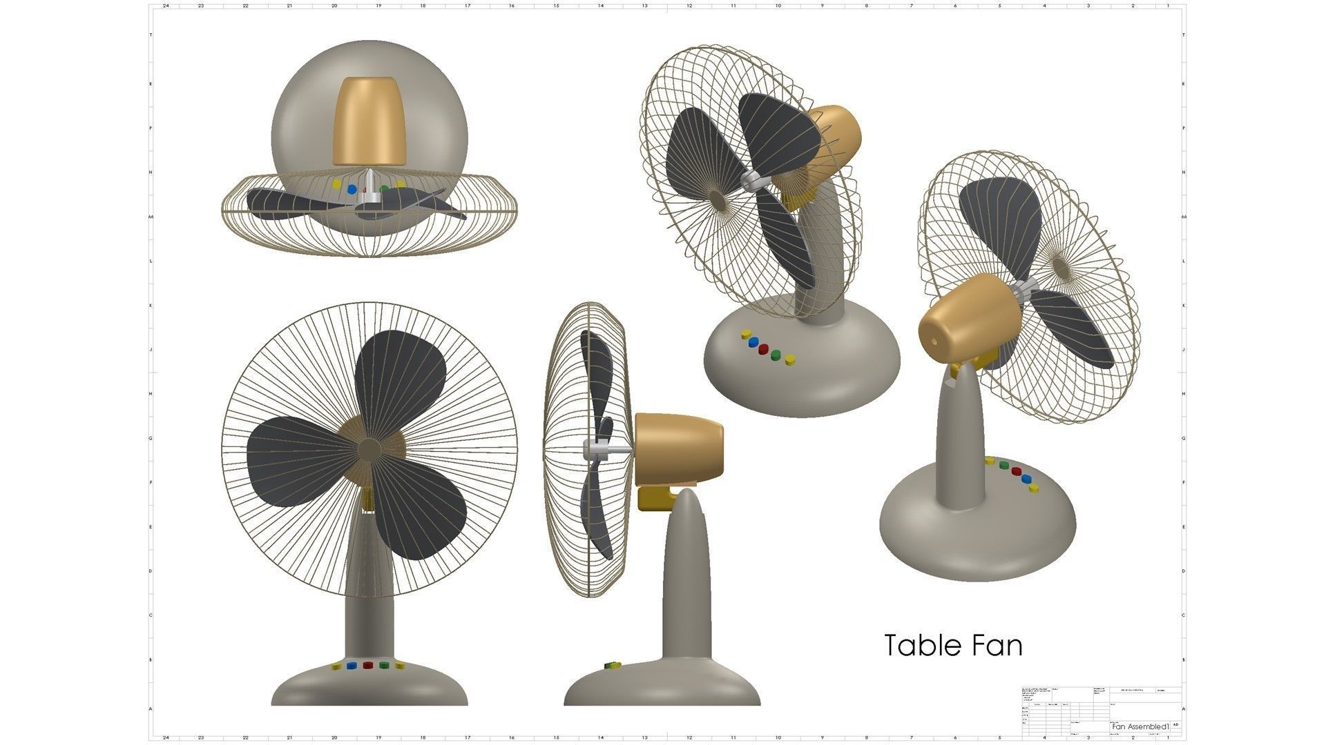 Table Fan 3D model_3