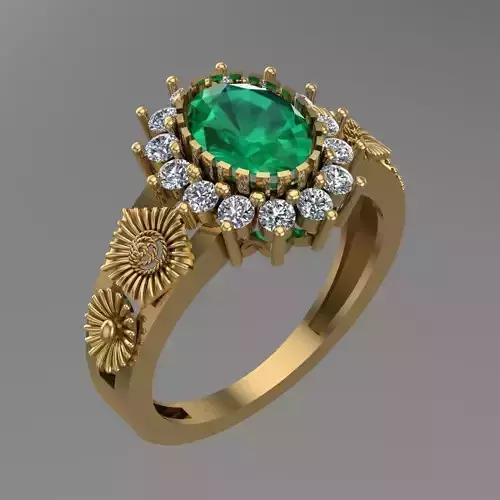 Diamond Ruby Ring Jewellery for Women 3D print model